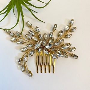 Bridal/Prom/Evening Gold & Clear Comb Headpiece